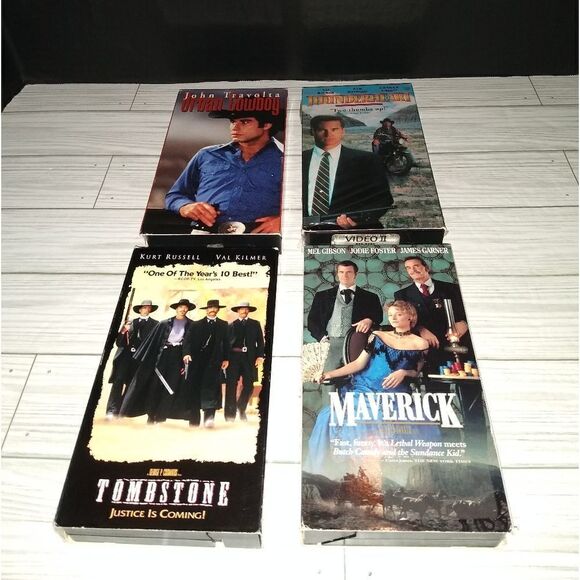 Western Cowboy Action Shooting VHS Movie Set Of 4 Maverick / Thunderheart Etc. - Picture 1 of 9